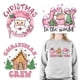 thumbnail image 2 of Calcomanías de hierro de Navidad, calcomanías de trineo, Papá Noel, árbol de Navidad, transferencia DTF, diseño de impresión para ropa, color rosa brillante, 2 of 4