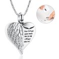 thumbnail image 2 of Love Heart Urn Necklace for Ashes Keepsake Memorial Cremation Jewelry Stainless Steel Angel Wing Ashes Holder Memorial Gift for Loss of Father/Mother/Pet, 2 of 10