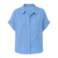 thumbnail image 7 of Annhoo Button down Shirts for Women Summer Casual Short Sleeve Collared Blouses Plus Size Loose Tops with Pockets, 7 of 7