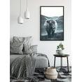 thumbnail image 2 of PixonSign Framed Canvas Print Wall Art Shetland Cow in Field Animals Wilderness Photography Realism Farmhouse/Country Portrait Relax/Calm Duotone for Living Room, Bedroom, Office - 16"x24" Black, 2 of 5