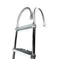 thumbnail image 3 of Pactrade Marine Boat Aluminum Polyethlene Swim Boarding 3 Steps Ladder Hook, White, 3 of 9