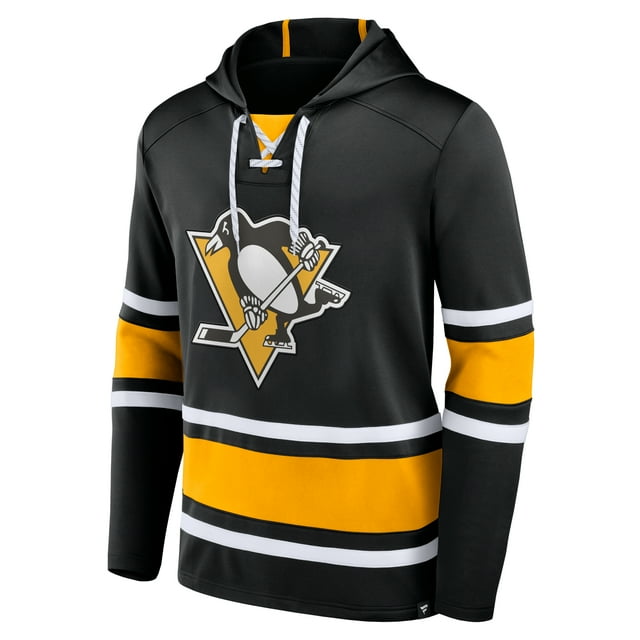 Men's Pittsburgh Penguins Puck Deep Lace-Up Pullover Hoodie - Black
