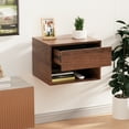 thumbnail image 5 of LACHILLBAY Floating Nightstand with Drawer Storsge,Light Wood Modern Floating Bedside Table,Wall Mounted End Table,Walnut, 5 of 15