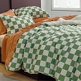 thumbnail image 3 of Green Checkered Comforter Set,3 Pieces, 1 Queen Fluffy Grid Plaid Bedding Set, with 2 Pillow Shams, 3 of 5