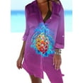thumbnail image 5 of Beach Cover Ups for Women Summer Button Down Midi Shirt Dresses Vacation Swimwear Coverup, 5 of 10