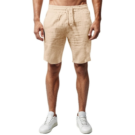 Youmylove Trendy Mens Shorts Men's Summer Linen Shorts With Pockets Short Trousers Beach Shorts Classic Relaxed Fit Short