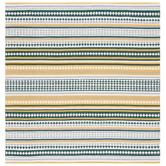 SAFAVIEH Montauk Kenyon Southwestern Cotton Area Rug, Yellow/Ivory, 6' x 6' Square