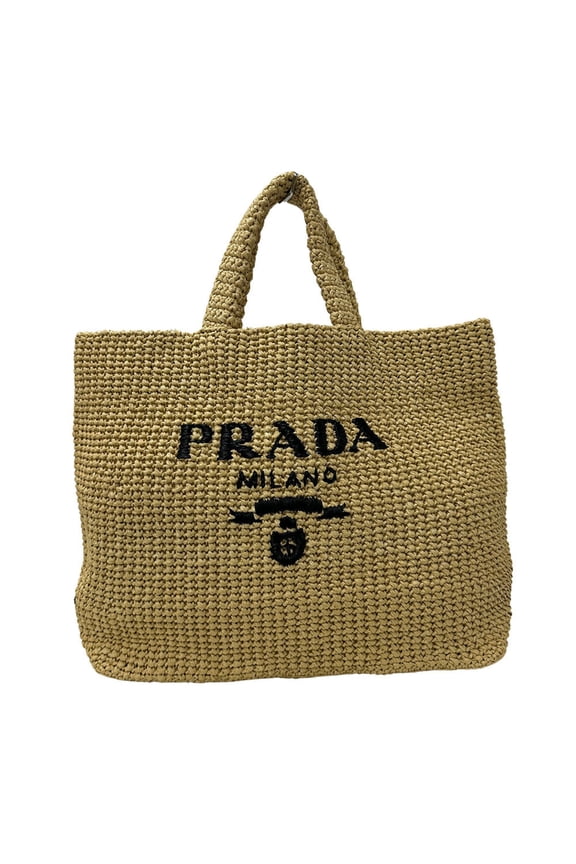 Pre-Owned Prada Women's Raffia Tote Bag in Natural Yellow (1BG392)