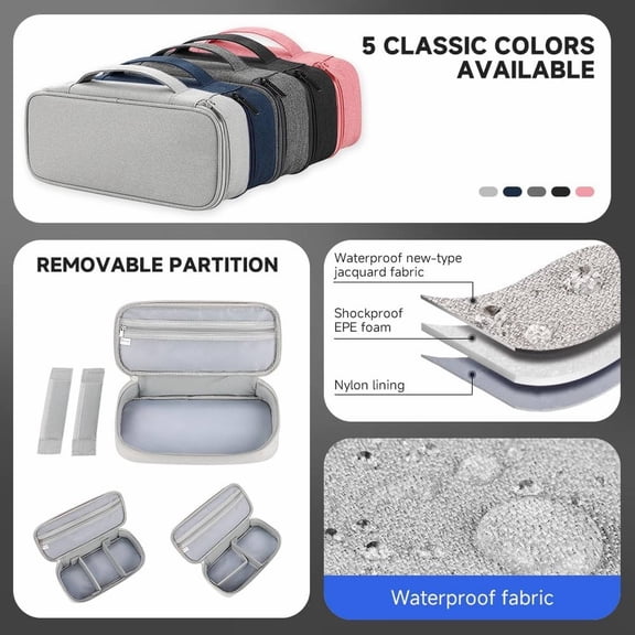 Electronics Organizer Travel Case Portable Tech Accessories with Organized Compartments for Cables Phone Chargers Earphone, Home Textile Storage