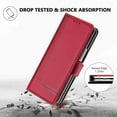 thumbnail image 2 of SaniMore Case for Samsung Galaxy Z Fold 5, Wear-resistant PU Leather Retro Durable TPU Shell Flip Folio Stand, Full Body Protection Magnetic Clasp Business Shell, Red, 2 of 5