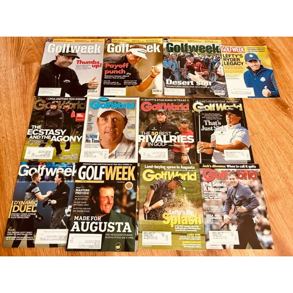 12 Phil Mickelson Golfweek or Golf World 2005 through 2016 magazine issues