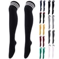 thumbnail image 3 of Women Stripe Stay Up Thigh High Over the Knee Socks Extra Long Cotton Stockings, 3 of 4