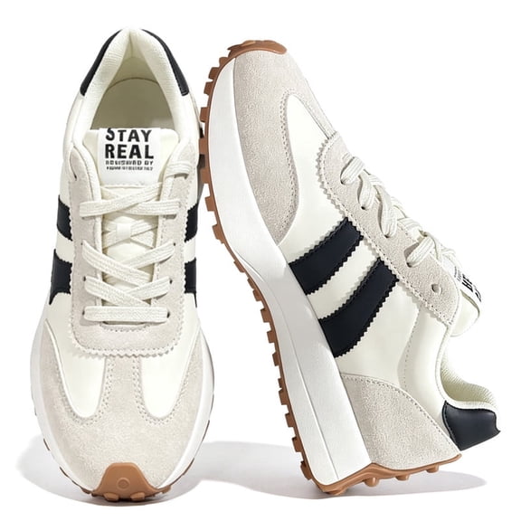 BERANMEY Casual Sneakers for Women Lightweight Non-Slip Fashion Sneakers with Memory Foam Insole Womens Platform Shoes for Everyday Wear