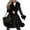 Black, variant on Winter Fashion Lapel Women Faux-Fur Patchwork Long Leather Jacket Coat