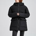 thumbnail image 5 of Women's Hooded Winter Jacket Long Sleeve Mid Length Outrwear Coat Thicken Quilted Puffer Jacket Black L, 5 of 9