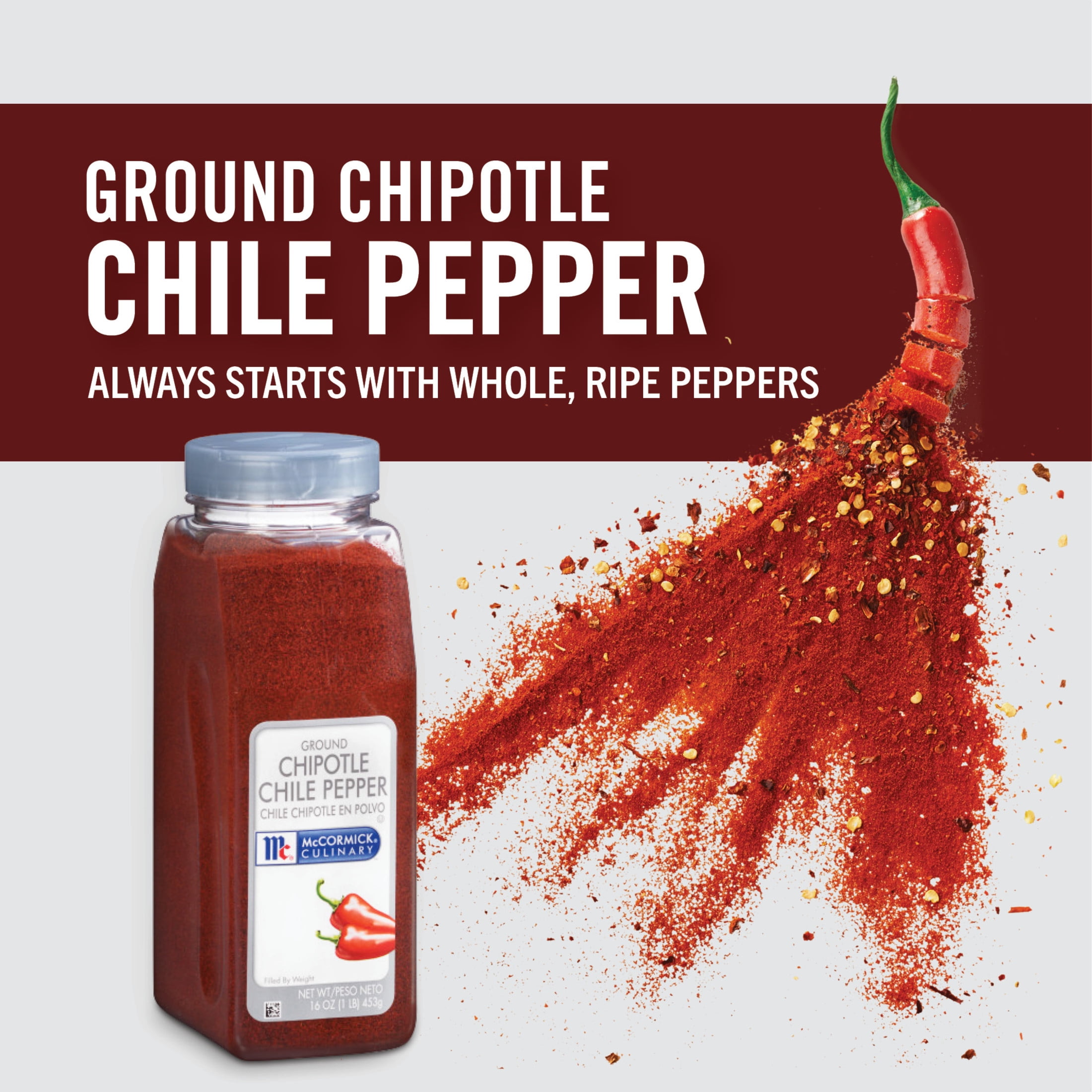 McCormick Culinary Kosher Ground Chipotle Chile Pepper, 1.0 lb Bottle
