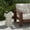White, variant on Mintazer 19.68" H Mushroom-Shaped Outdoor Side Table, Geometric Pedestal End Table with Travertine Texture, Modern Accent Table for Patio Living Room, Beige