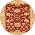 thumbnail image 1 of Ahgly Company Machine Washable Indoor Round Abstract Orange Area Rugs, 4' Round, 1 of 7
