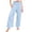 EE32_Light Blue, variant on Girls Plaid Cotton Linen Pants High Waist Lounge Pant Y2K Casual Wide Leg Trousers with Pockets Light Blue 160