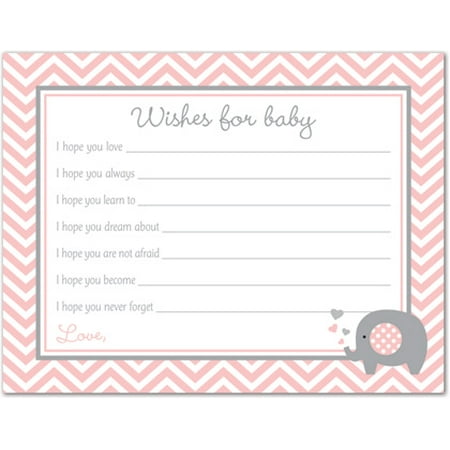 Pink Elephant Baby Shower Wishes for Baby Cards - 48 (Best Wishes For Baby Shower Card)