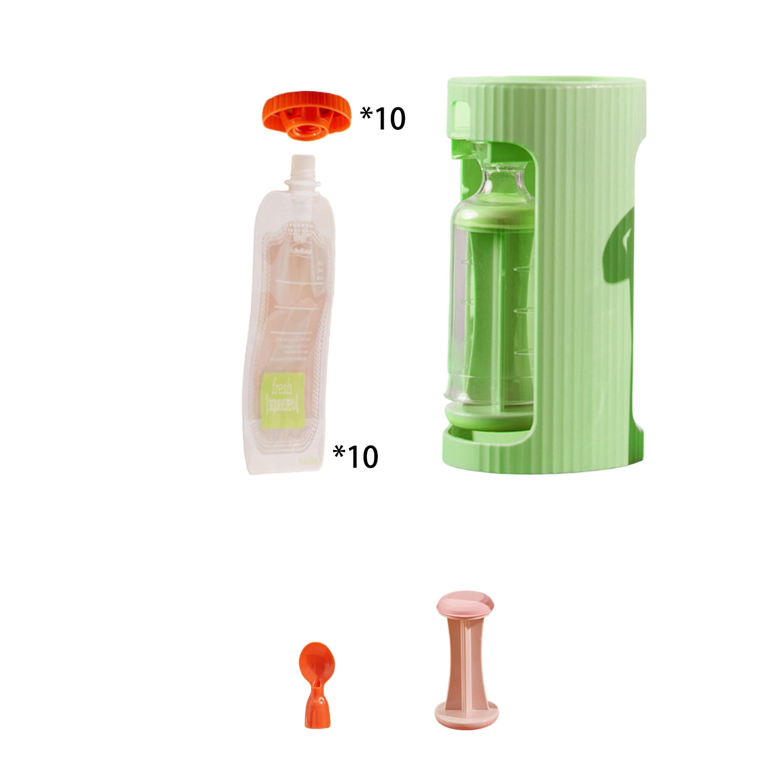Baby Fruit Puree Maker With 118ml Storage Bags Grade Squeeze Feeder Manual Operate Easy Cleaning For Travel