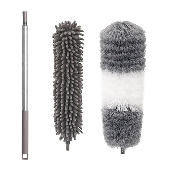 EGNMCR Brushes Microfiber Duster 100 Inch Telescopic Washable Detachable Chenille Dusting Brush Microfiber Feather Extendable Duster Stain removal brush