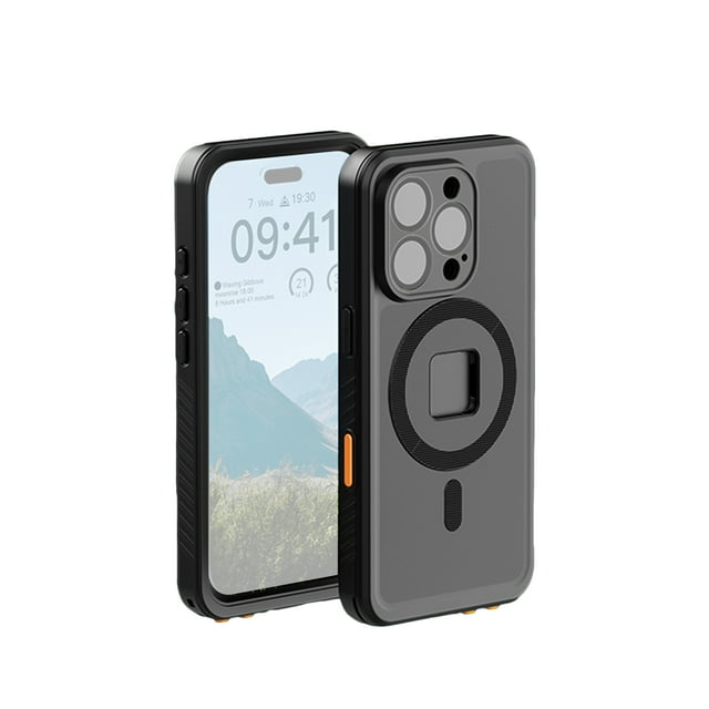 Waterproof Phone Case for iPhone 16 Pro - IP68 Certified 2M/1H Protection, TPU&PC Shockproof Housing with Magnetic Ring Installation, PET Touch-Sensitive Film, Charging Port Access for Beach,
