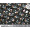 thumbnail image 3 of Soimoi Black Cotton Duck Fabric Leaves,Floral & American Robin Bird Decor Fabric Printed BTY 42 Inch Wide, 3 of 3