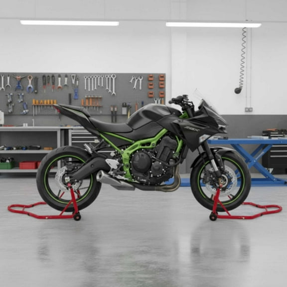 MOTO4U Motorcycle Front & Rear Stand Front Rear Combo Stand Universal Wheel Lift Stand Swingarm Spool Lift Stand Paddock Stand (Red)