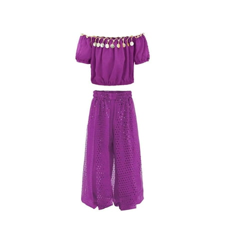 

ZMHEGW Kids Girls Dance Performance Belly Tops Pants 2pcs Sets Outfits 12 Month Baby Girl Clothes Womens Checke Outfit