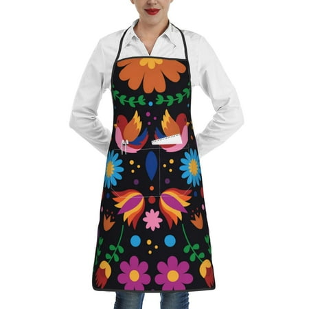 

Gaeub Colorful Floral2 Kitchen Cooking Aprons Adjustable Bib Apron Waterdrop and Oil Resistant Kitchen Chef Apron for Women Men