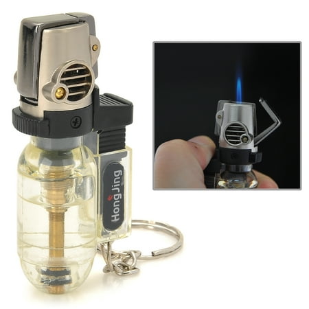 Windproof Butane Jet Lighter - 1300 Centigrade Windproof Blue Butane Jet Torch Lighter Refillable w / Keychain