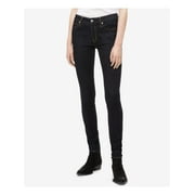 CALVIN KLEIN $70 Womens New 1294 Black Midrise Skinny Jeans 24 Waist B+B