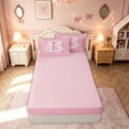 thumbnail image 4 of meiyoeat Princess Letter B Print Zipper Full Size Comforter Sets with Fitted Sheet and 2 Pillowcases for Kids Girls, Girly Bow Monogram Zipper Bedding Set, Pink, Pink ReversibleG, 4 of 6