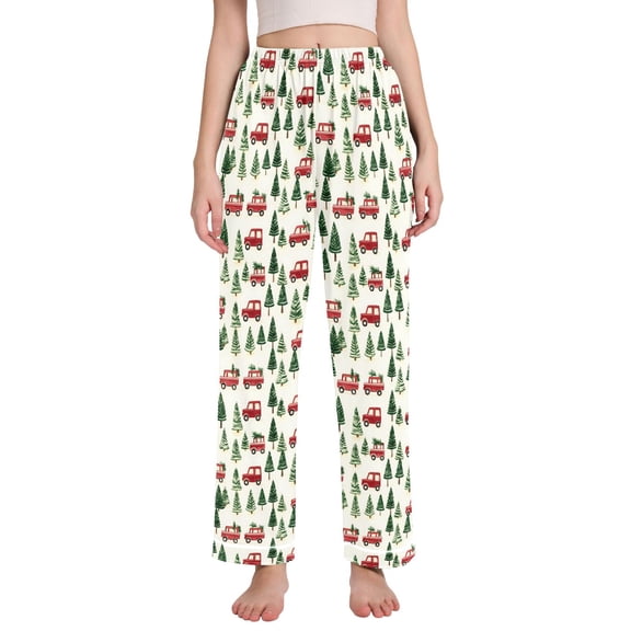 joogoo Women Christmas Tree Trucks Pajamas Pants Lounge Bottoms Pjs with Pockets M