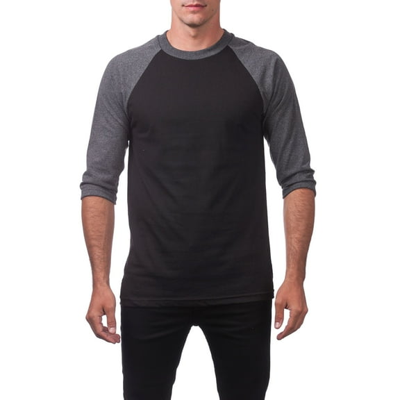 Pro Club Men's 3/4 Sleeve Crew Neck Baseball Shirt