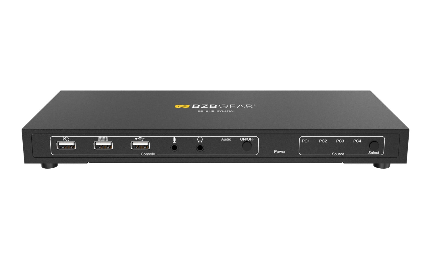 BZBGEAR 4x1 4K UHD KVM Switcher with USB 2.0 Ports for Peripherals and Audio Support