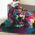 thumbnail image 3 of LNWH Colorful LIon Vector Art Pattern Throw Blanket, Flannel Sofa Blankets for All Seasons, 60"x50", 3 of 8