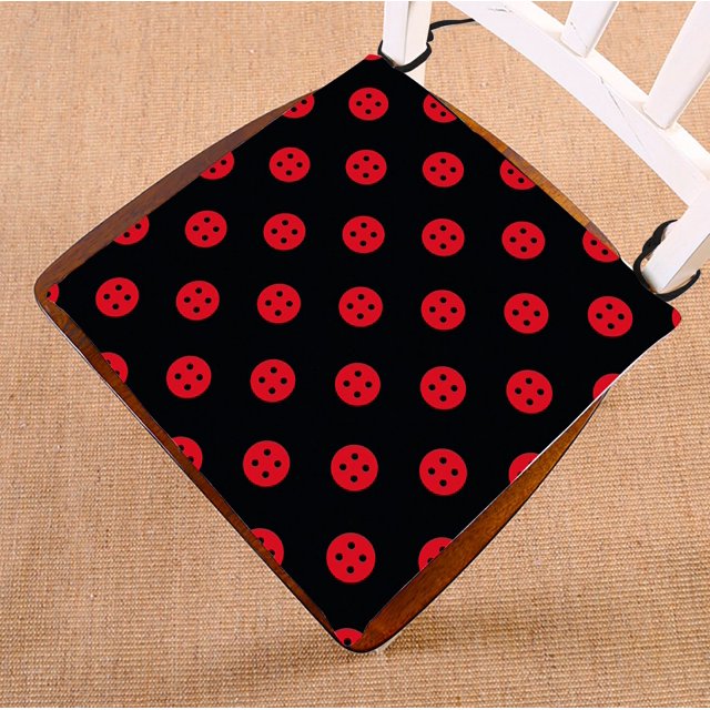 ABPHQTO Rojo Negro Botones Lunares Cojín para silla Cojín para asiento Cojín para silla Cojín para suelo 40x40 cm