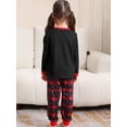 thumbnail image 6 of Hirigin Family Matching Christmas Pajama Set, Reindeer Print Long Sleeve Tops Plaid Elastic Waist Pants for Fall Winter, 6 of 7