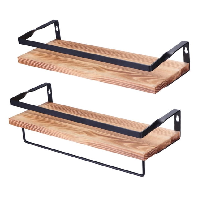 Estantes De Almacenamiento Flotantes Modernos Estantes De Almacenamiento Montados En La Pared Estantes De Pino De Hierro Cocina Baño Dormitorio 2 Uds. sonducket HA025725-01