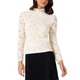 thumbnail image 1 of INSPIRAR CHIC Blusa Floral de Manga Larga con Cuello Volante de Encaje Básica para Mujeres Otoño Invierno 2025 2XL Beige, 1 of 6