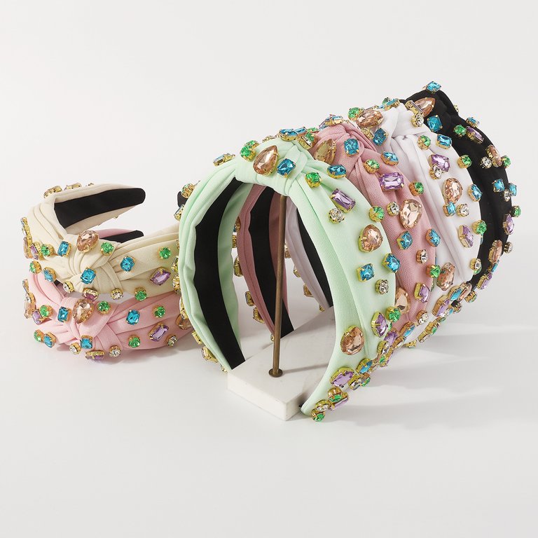 Knotted Jeweled Headband Rhinestone Knotted Blue Headbands  display picture 2