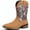 Brown, variant on Men's Camo Western Cowboy Mid Calf Boots - Pull On Pointed Toe Outdoor Hunting Boots with Stacked Heel & Square Toe