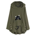 thumbnail image 2 of Pntutb - Sudadera con capucha para mujer con bordado de gato, talla grande Pntutb Pntutb-1366, 2 of 5