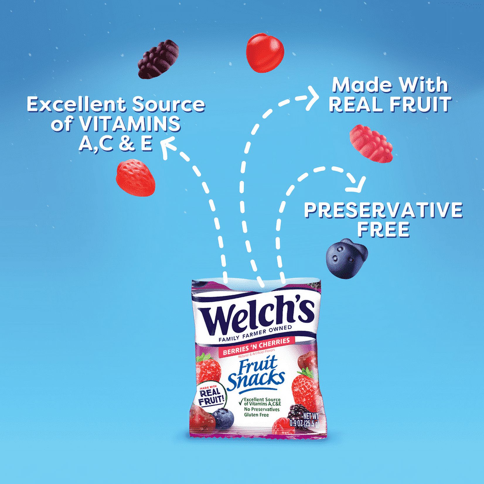 Welch's Fruit Punch and Berries 'N Cherries Fruit Snacks Variety Pack, 0.9 oz, 22 count - image 3 of 7
