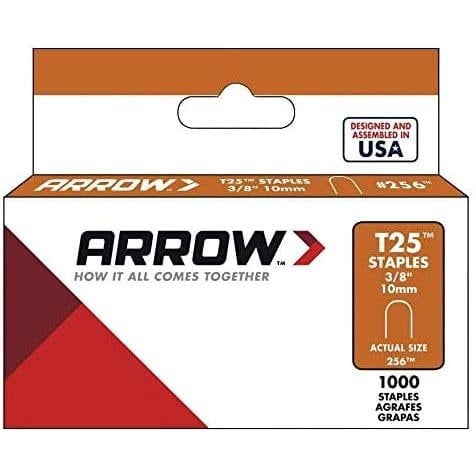 10 Pack Arrow Fastener 256 T25 3/8" Round Crown Staples 1000 per Package