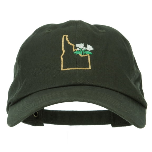 Idaho Syringa with Map Embroidered Unstructured Washed Cap - Olive OSFM