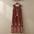 thumbnail image 4 of Xoenoiee Aztec Tribal Bohemian Geometric Flower Print Summer Dresses for Women 2026 Linen-Like Vacation Maxi Dress, Boho Beach Sundress with Pocket, Sleeveless Fashion Clothing for Resort Wear, M, 4 of 7