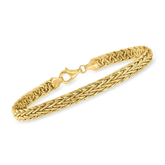 Ross-Simons 5mm 10kt Yellow Gold Flat Wheat-Link Bracelet, Women's, Adult